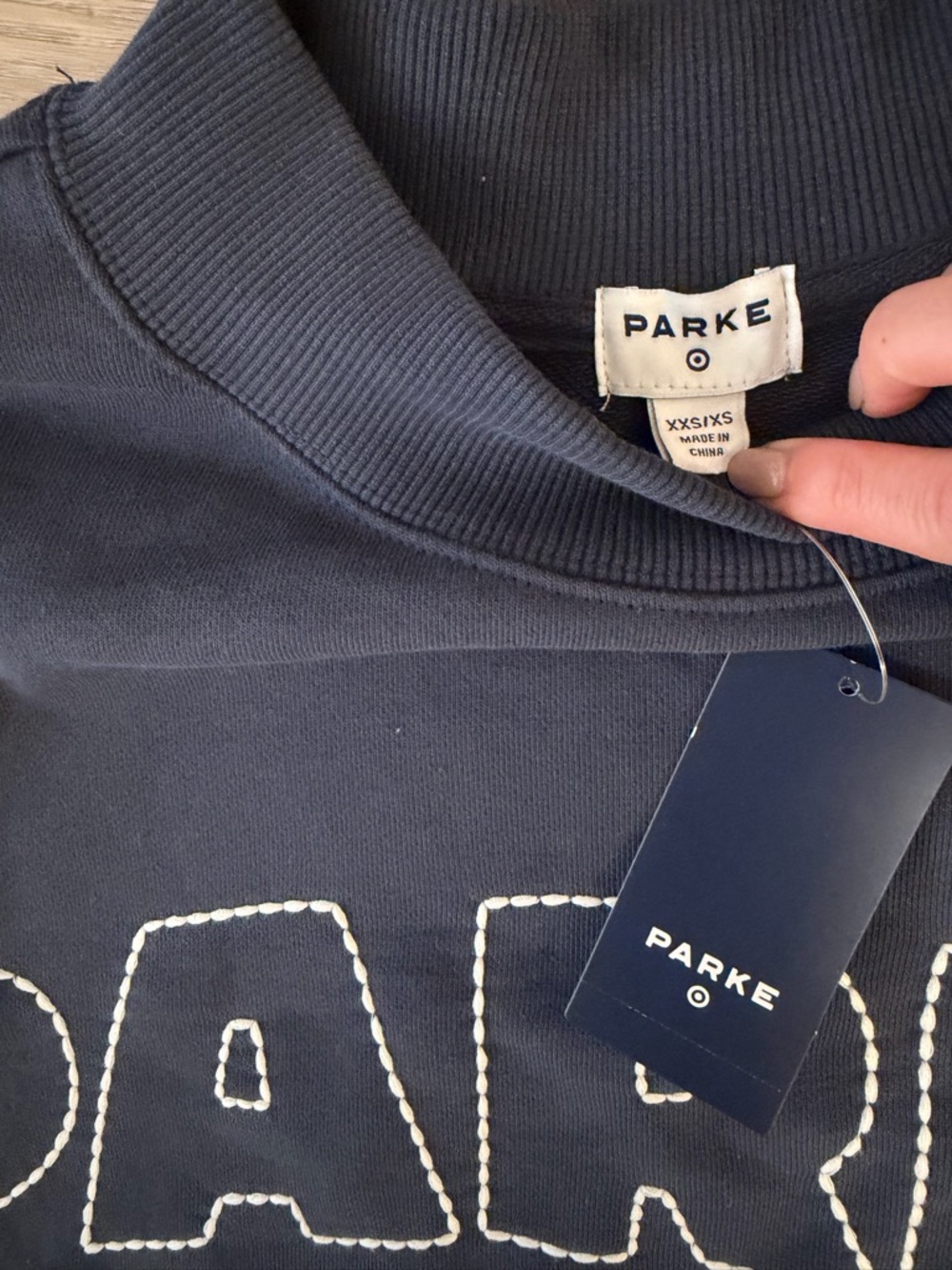 NWT Target x Parke Women’s Navy Sweatshirt with Embroidered Logo - Picture 3 of 4